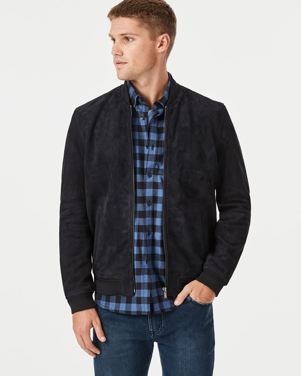 Bronte Leather Jacket, Navy, hi-res